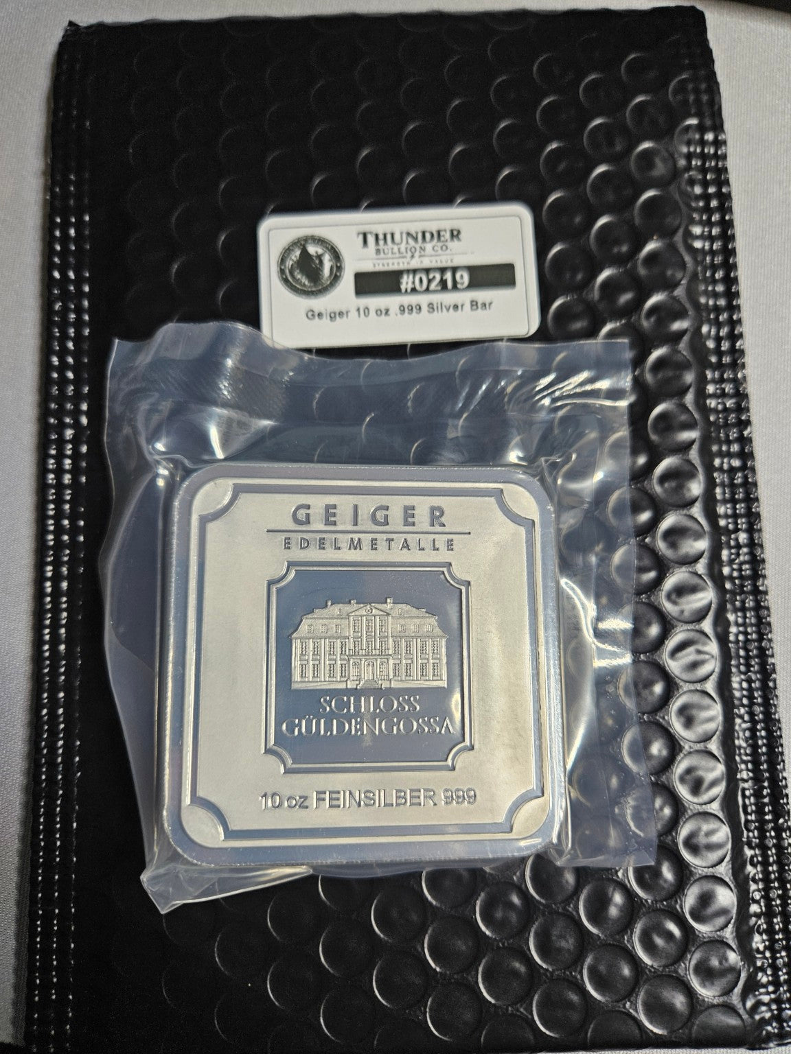 Geiger 10 oz .999 Silver Bar - Item 0219