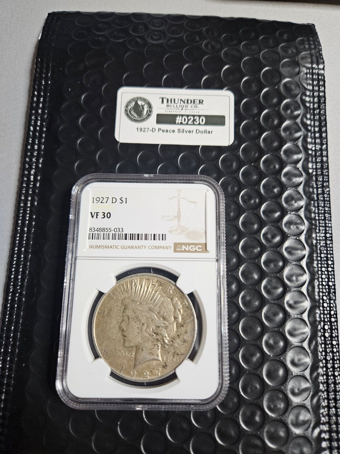 1927-D Peace Silver Dollar — NGC VF30 - Item 0230