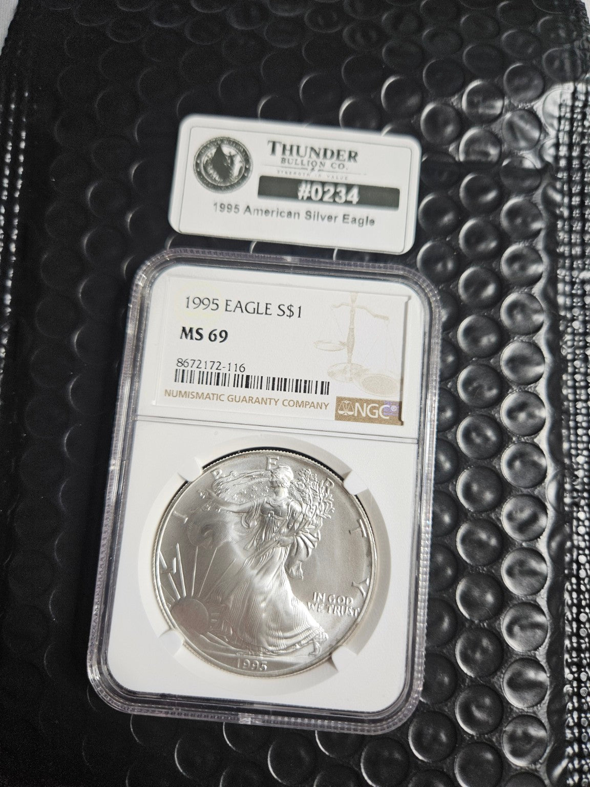 1995 American Silver Eagle — NGC MS69 - Item 0234