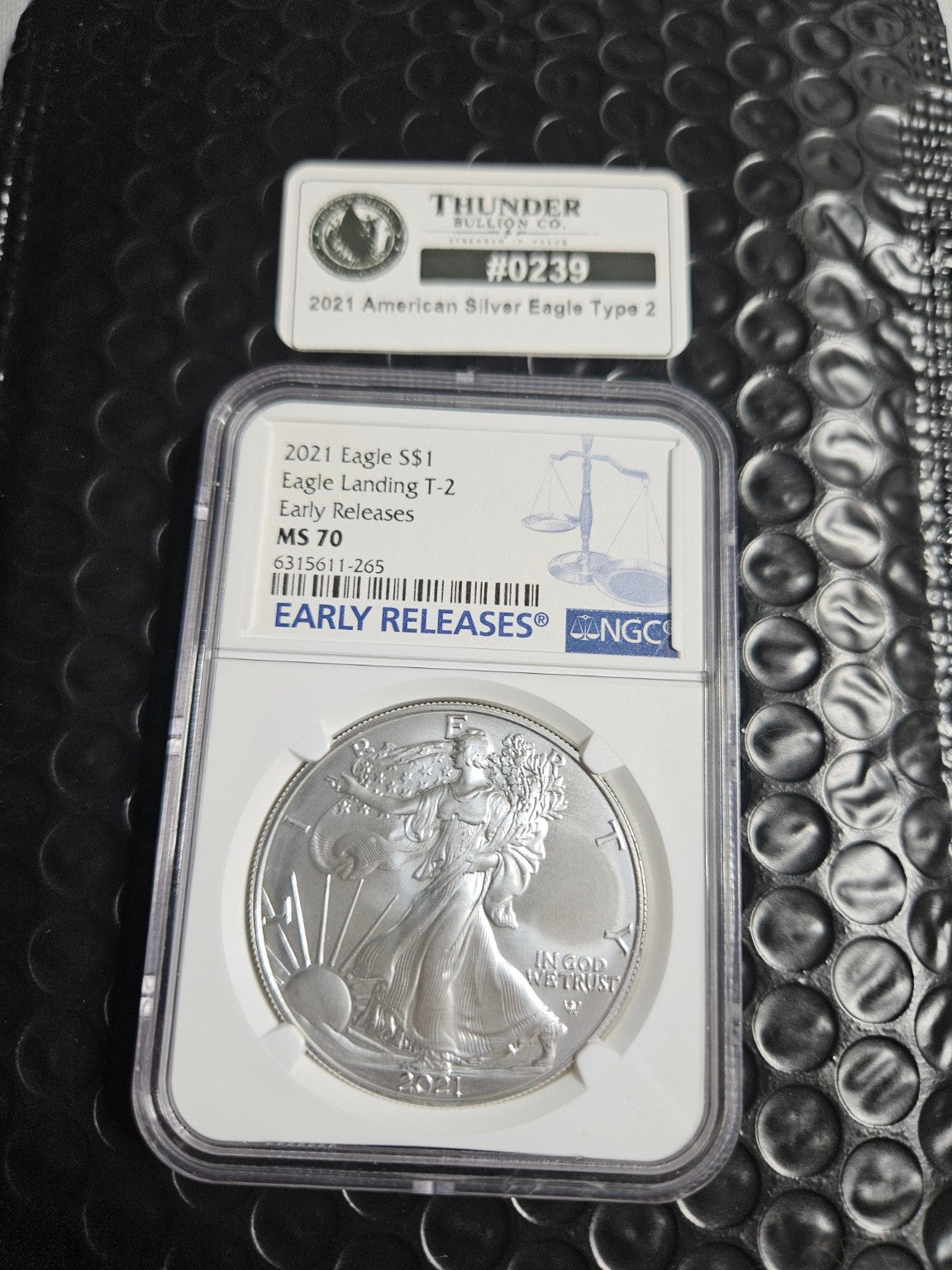 2021 American Silver Eagle Type 2 — NGC MS70 Early Releases - Item 0239