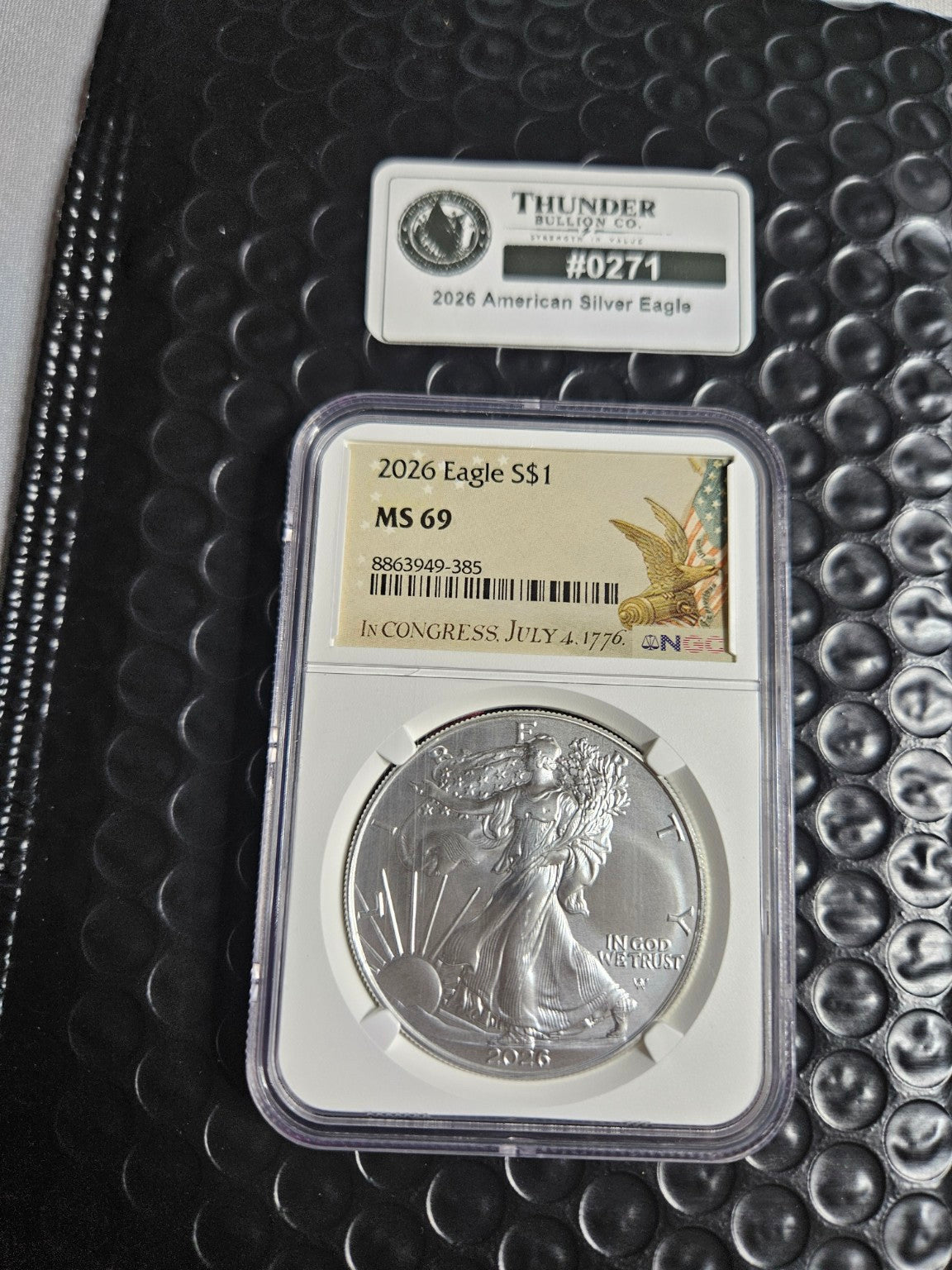 2026 American Silver Eagle — NGC MS69 1776 Label - Item 0271