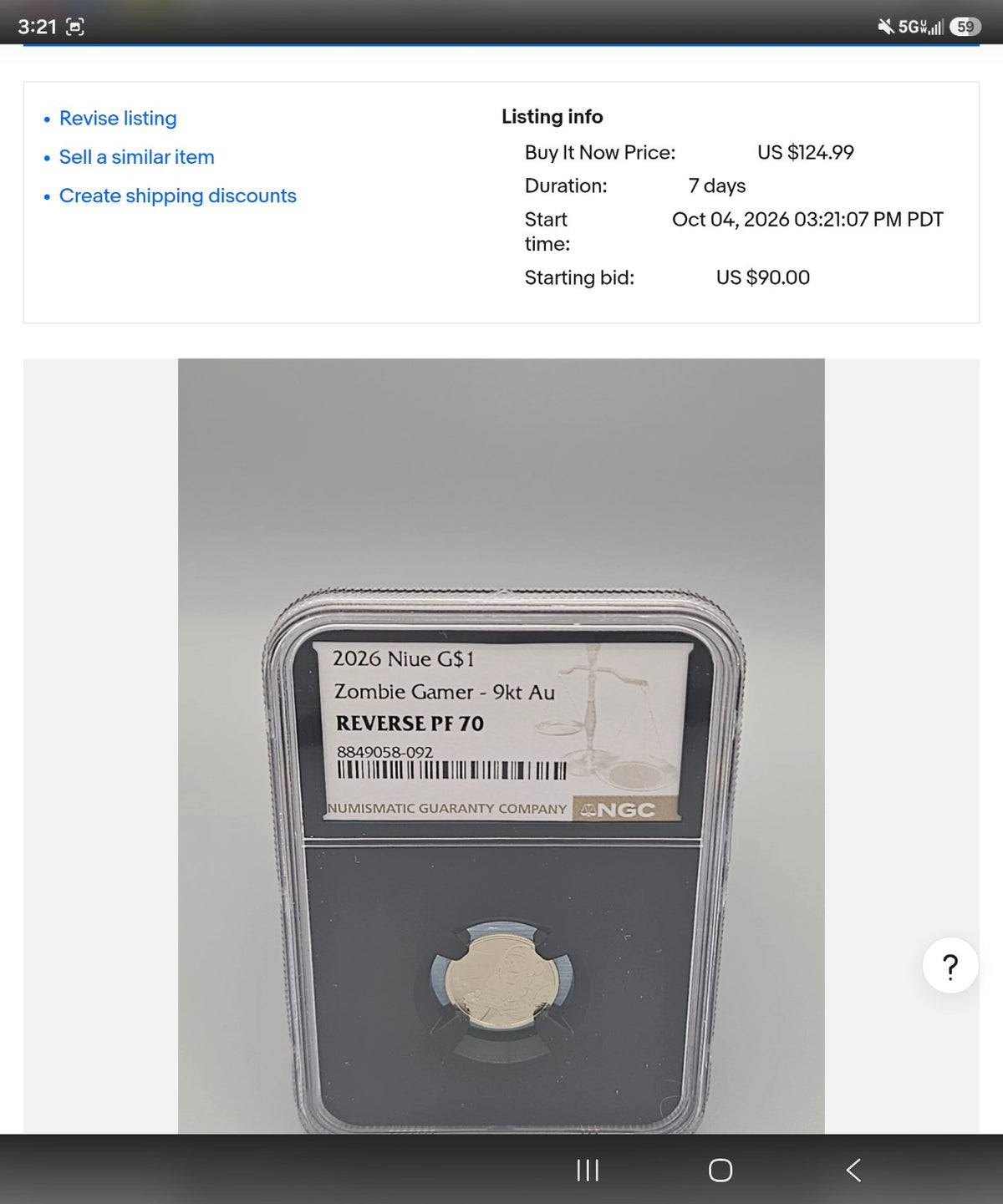 2026 Niue G$1 Zombie Gamer NGC Reverse PF70 - Item 0005